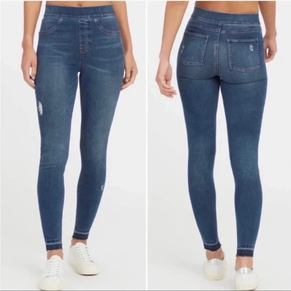 Spanx Distressed Ankle Skinny Jeans High Waisted Women’s Size L - Picture 2 of 9